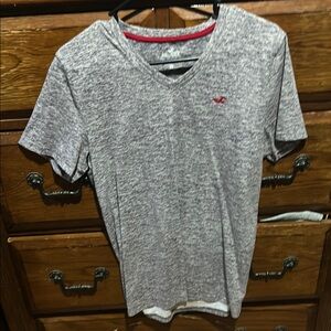Hollister Gray Short Sleeve Tee V-Neck